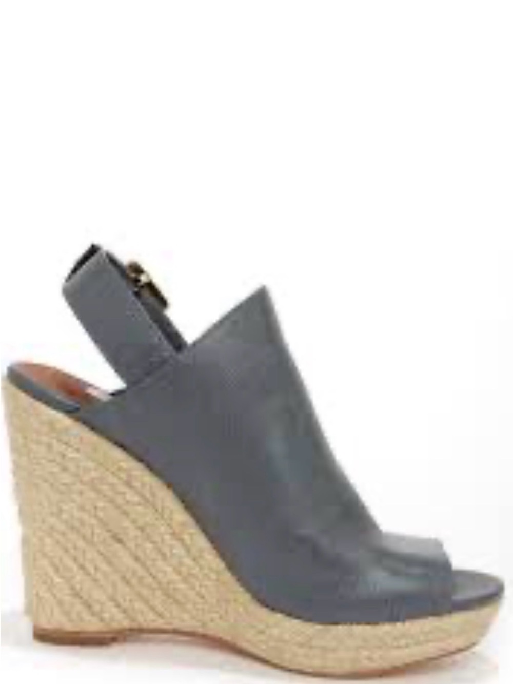 Steve Madden "Nonstop" blue peep-toe slingback wedges